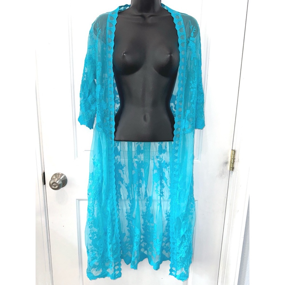 Cedar Rose blue lace duster shawl